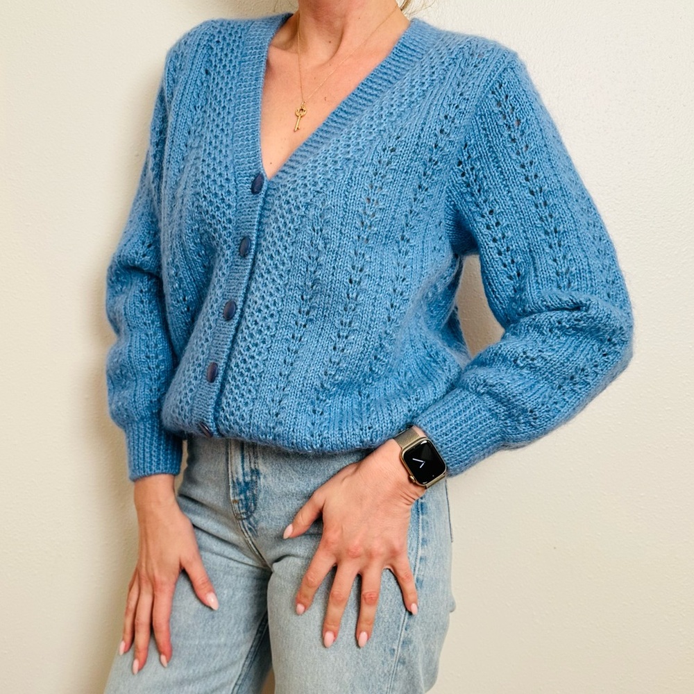 Vintage Cardigan Sweater Hand Knit - Picture 2 of 11
